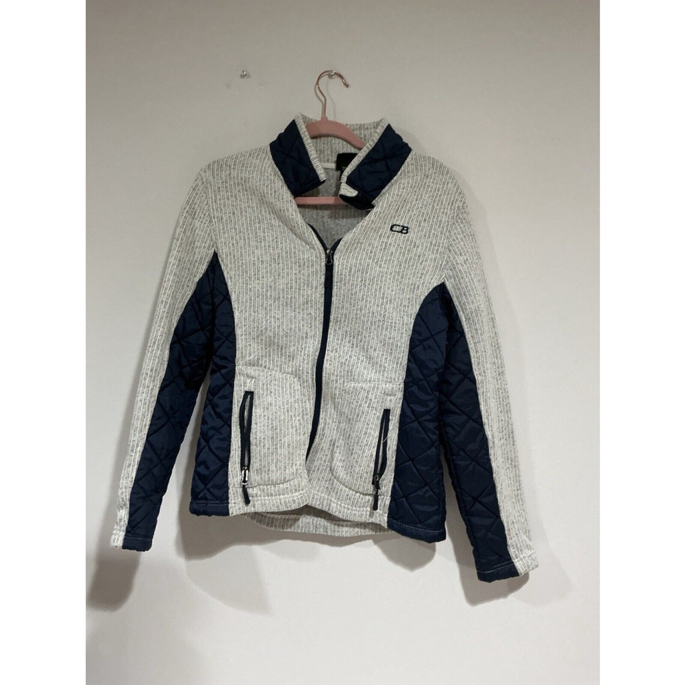 Woman’s CB Size Large Sweatshirt Zip Up Gray Blue